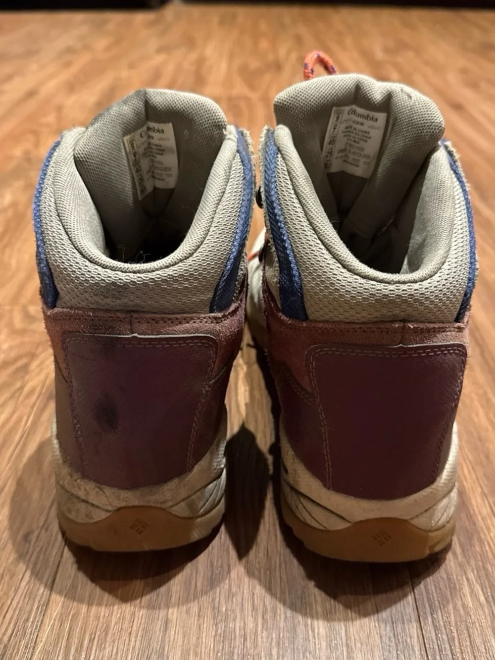 Columbia Gray and Purple Suede Hiking Boots